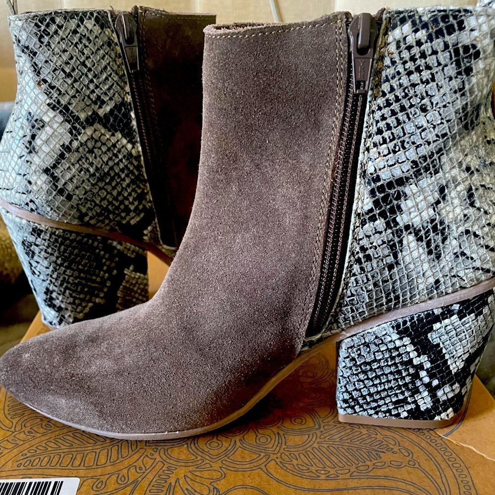 Snake print booties